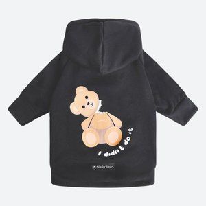 (XL) I Didnt do it Broken Teddy bear black dog hoodie NWT
